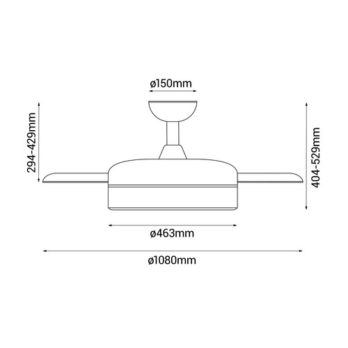 Ventilador de techo con WiFi SULION Bombay, palas plegables, luz regulable, control App, diámetro 50/107cm, 36W.