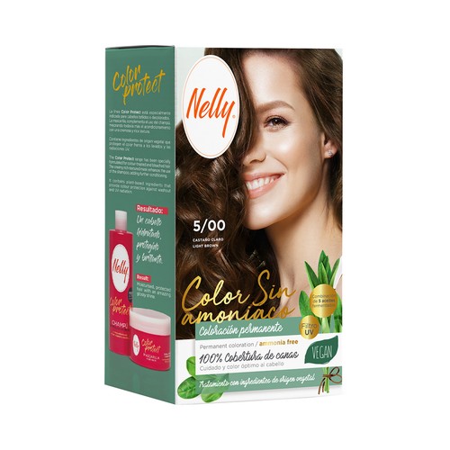 NELLY Color protect Coloración permanente sin amoniaco, tono 5/00 Castaño claro.