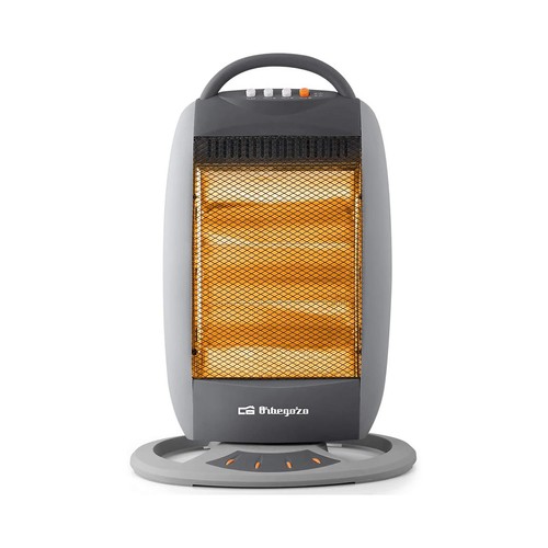 Estufa halógena oscilante ORBEGOZO BP 5008, 1200W, 3 niveles de potencia, silencioso, sistema antivuelco.