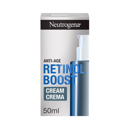 NEUTRÓGENA Retinol boost Crema facial hidratante anti-edad, con retinol puro y ácido Hialurónico 50 ml.