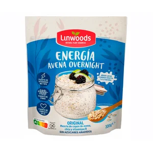 LINWOODS Avena sin gluten overnight energía 300 g.