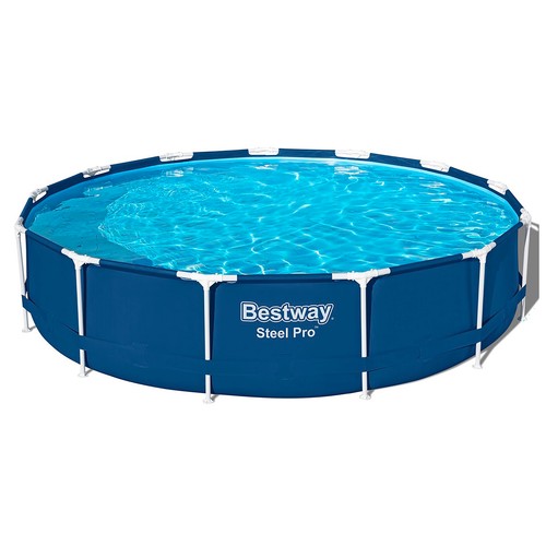 Piscina tubular Steel con estructura metálica BESTWAY color azul, medidas 396 x 84 cm. Con depuradora 2.006 litros/hora.