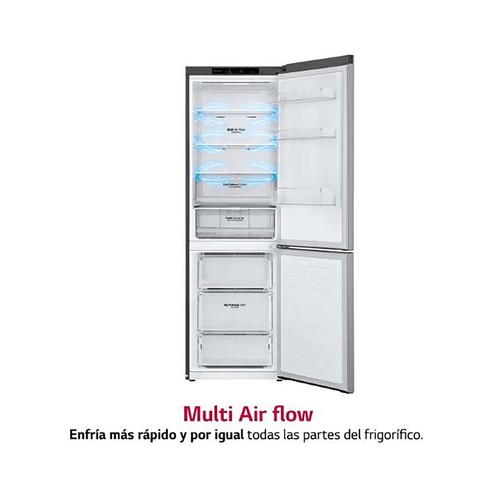 Frigorífico combi 186cm LG GBP61DSPGN NO FROST, clasificación energética: D, H: 186cm, A: 59,5cm, F: 68,2cm, capacidad total: 385L.