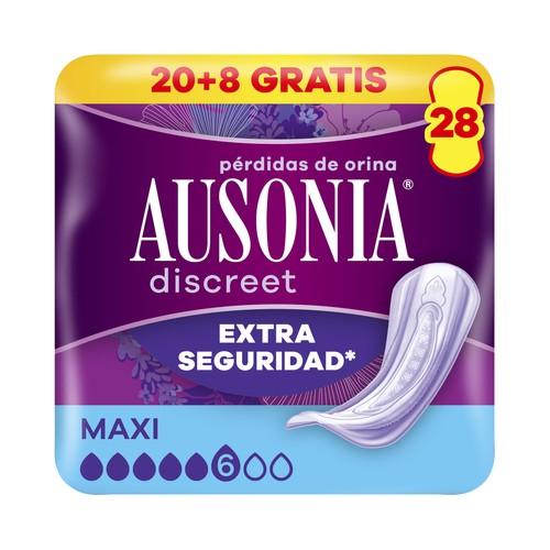 AUSONIA Discreet Compresas maxi para perdidas de orina 28 uds.