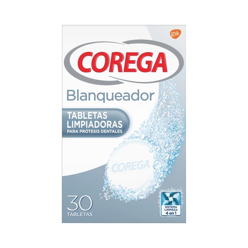 COREGA Limpiador de próteisis dentales con acción blanqueante y sabor a menta COREGA 30 uds.