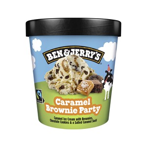 Imagen de BEN & JERRY'S Tarrina de helado de caramelo, con torcitos de brownie y galletas de chocolate caramel brownie party 465 ml.