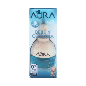 AURA Ambientador de coche con perfumador de madera para colgar con olor a colonia de bebe AURA.