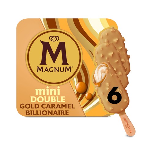 MAGNUM Mini bombón de galleta con nueces de Pecán y salsa de caramelo salado 6 x 55 ml.