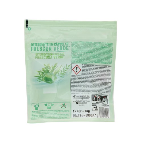 PRODUCTO ALCAMPO Detergente en cápsulas para máquina frescor verde 30 ds.