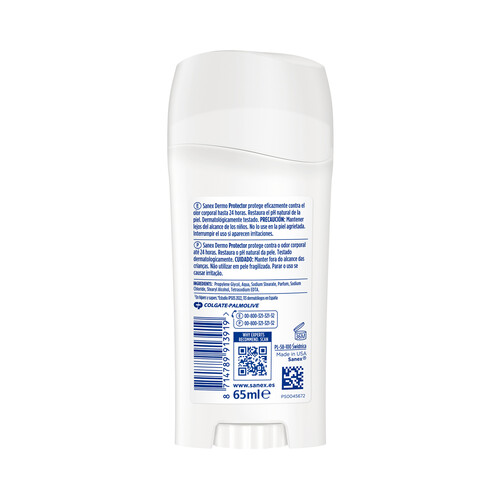 SANEX Desodorante en stick para mujer con protección anti olor de hasta 24 horas SANEX Dermo protección 65 ml.