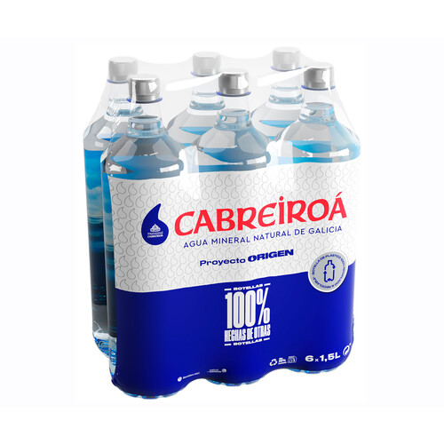 Agua mineral CABREIROA botella pack de 6 uds x 1,5 l.