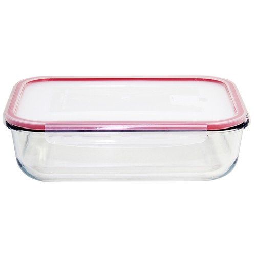 Hermético de vidrio rectangular con tapa de plástico con válvula, 2,6 litros, ACTUEL.