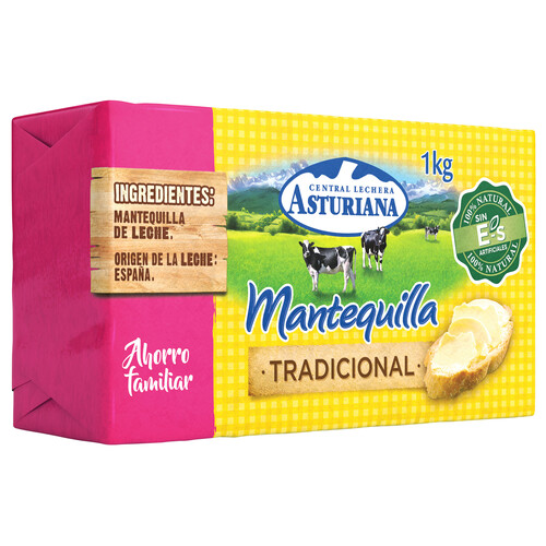 Pastilla de mantequilla tradicional CENTRAL LECHERA ASTURIANA 1 kg.