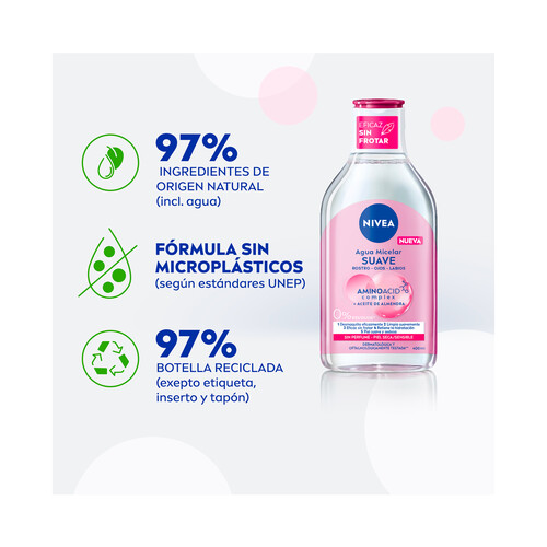 NIVEA Agua micelar desmaquilladora de rostro y ojos, para pieles secas y sensibles NIVEA Micell air 400 ml.