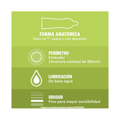 DUREX Preservativos finos con lubricante natural, diseñado para ellas DUREX Naturals 10 uds.