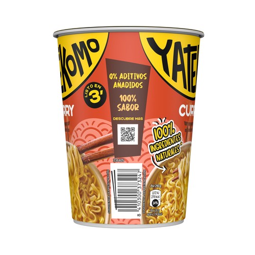 YATEKOMO Fideos Orientales instantáneos con sabor a curry - 60g.