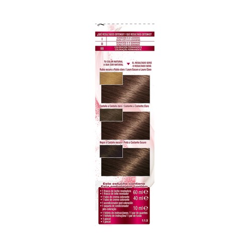 GARNIER Color sensation Coloración permanente e intensa reutilizable para bol y pincel, tono 5.0 Castaño luminoso.