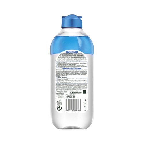 GARNIER Skin active Agua micelar desmaquillante para pieles y ojos muy sensibles 400 ml.