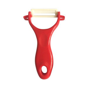 Imagen de Pelador de frutas y verduras con hoja de cerámica horizontal y protector, ACTUEL.