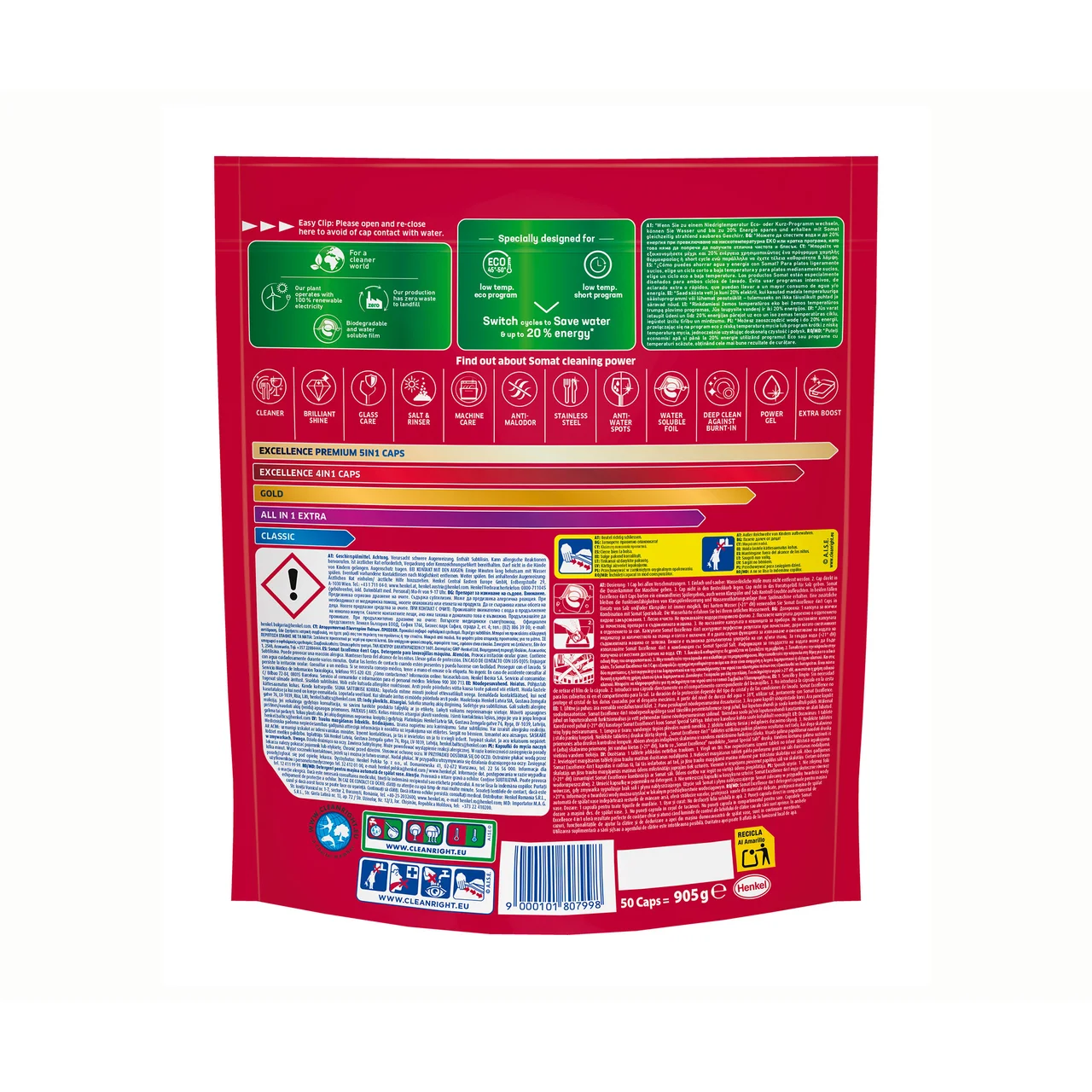 Detergente en cápsulas para lavavajillas Tabs exc 50 g