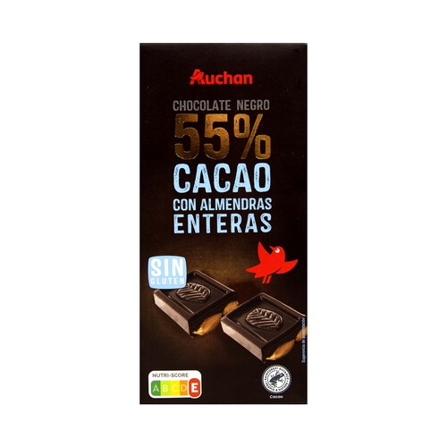 Tableta de chocolate negro con almendras enteras PRODUCTO ALCAMPO 200 g.