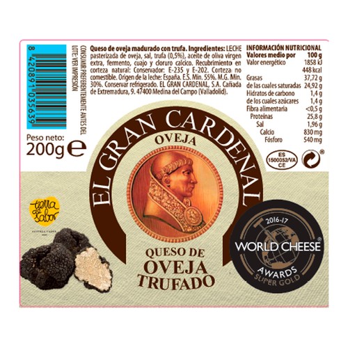 EL GRAN CARDENAL Queso de oveja con trufa 200 g.