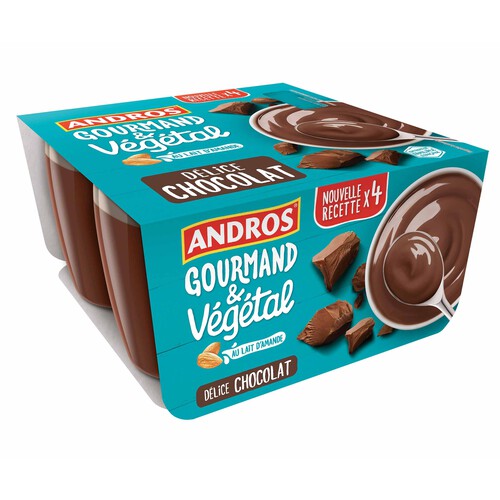 ANDROS Especialidad vegetal a base de leche de almendras con chocolate Gourmand & vegetal 4 x 100 g