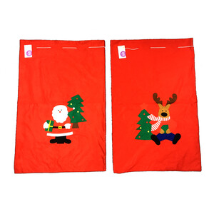 Bolsa de fieltro de 60x90 centímetros con decoración de navidad con diseño Santa Claus o Reno, color rojo, ACTUEL.