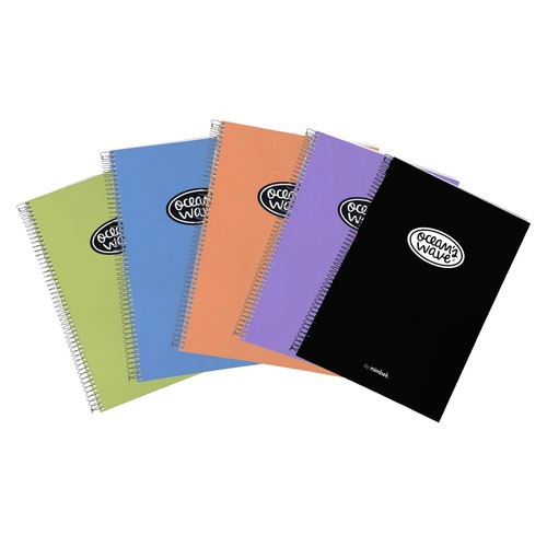 Cuaderno de espirales con tapa, tamaño A4, 80 hojas de 4 x 4, 90 gr, surtido de colores, OCEAN"S WAVE.