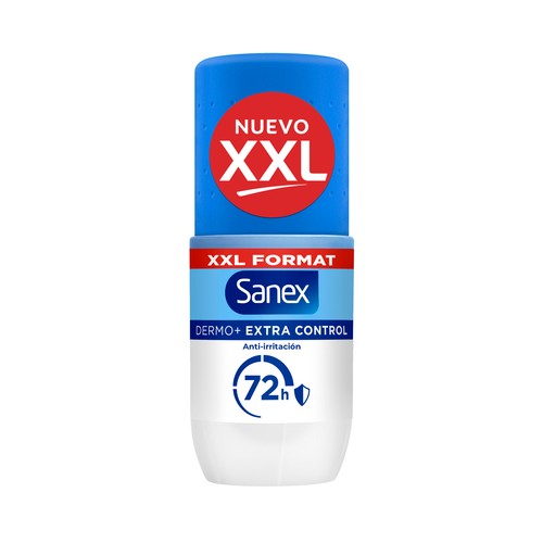 SANEX Dermo+ extra control Desodorante roll on unisex antitranspirante hasta 72 horas 90 ml.