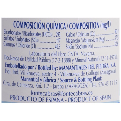 FONTECABRAS Agua mineral botella de 50 cl.