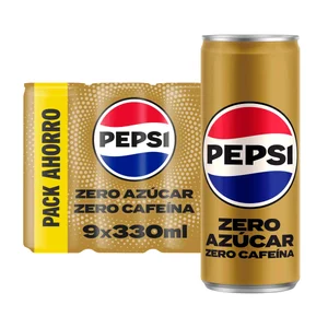 PEPSI ZERO Refresco cola zero azúcar, zero cafeína pack 9 latas x 33 cl.