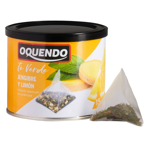 OQUENDO Té verde, jengibre y limón 15 uds. de 2 g.