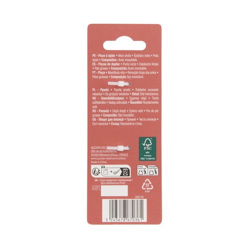 COSMIA Pinza de depilar, con punta recta, para pelo grueso.