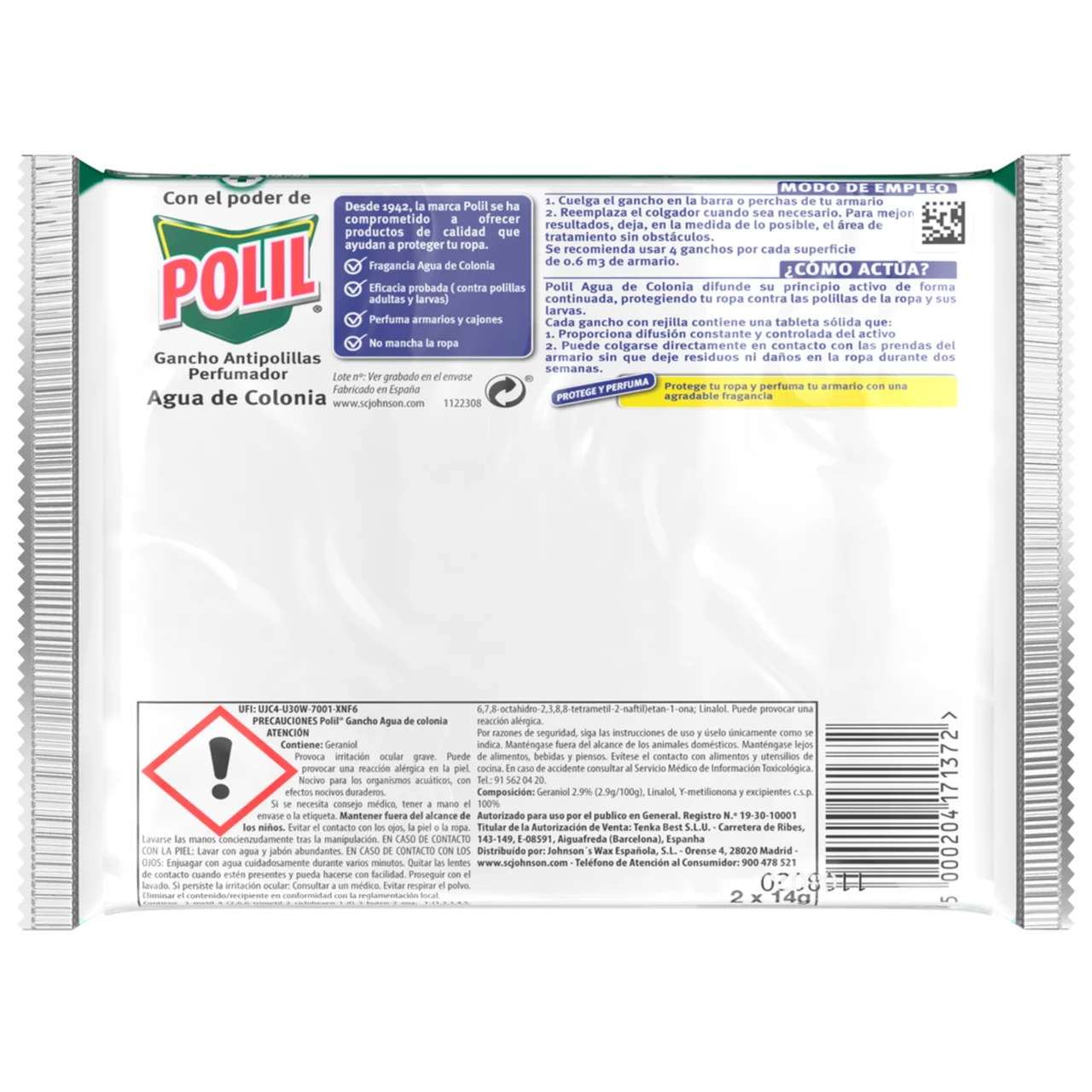 Antipolillas en colgador con aroma a colonia Raid 4 uds. x 14 g