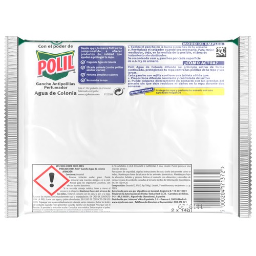 POLIL Antipolillas en colgador con aroma a colonia Raid 4 uds. x 14 g,