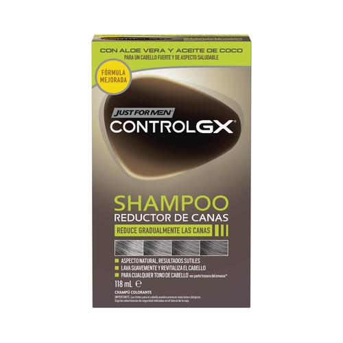 JUST FOR MEN Control gx Champú colorante, reductor de canas 118 ml.