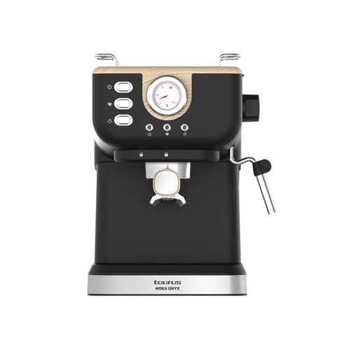 Cafetera expresso TAURUS Onyx Moka CM1050P, 1050W, presión 20bar, 2 tazas, café molido, capacidad 1,5L.