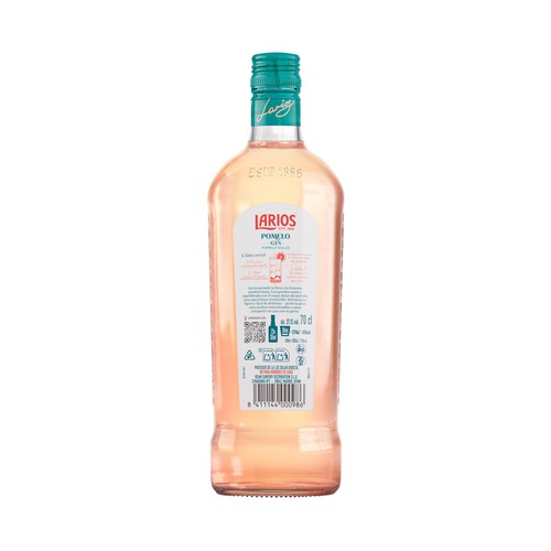LARIOS Ginebra con un toque de pomelo rosa dulce botella 70 cl.