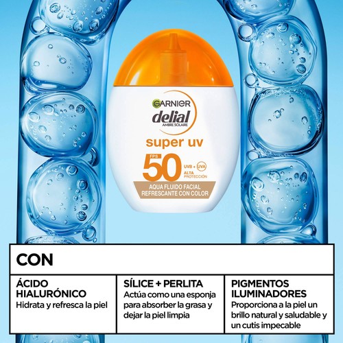 DELIA Super Uv de Garnier Protector solar facial con color y FPS 50 (muy alto) 40 ml.