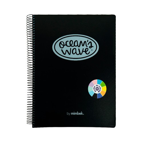 Cuaderno A5 tapa PP 150 hojas 80 gr 5x5 color negro. OCEAN´S WAVE