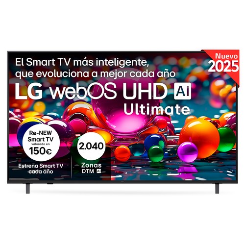 Televisión 165,1 cm (65") LED LG 65UA75006 4K, Smart TV,  color negro, Ultra HD, 60Hz, WebOS25 IA, USB, 3HDMI,  HDR10, Alexa, Google Assistant.