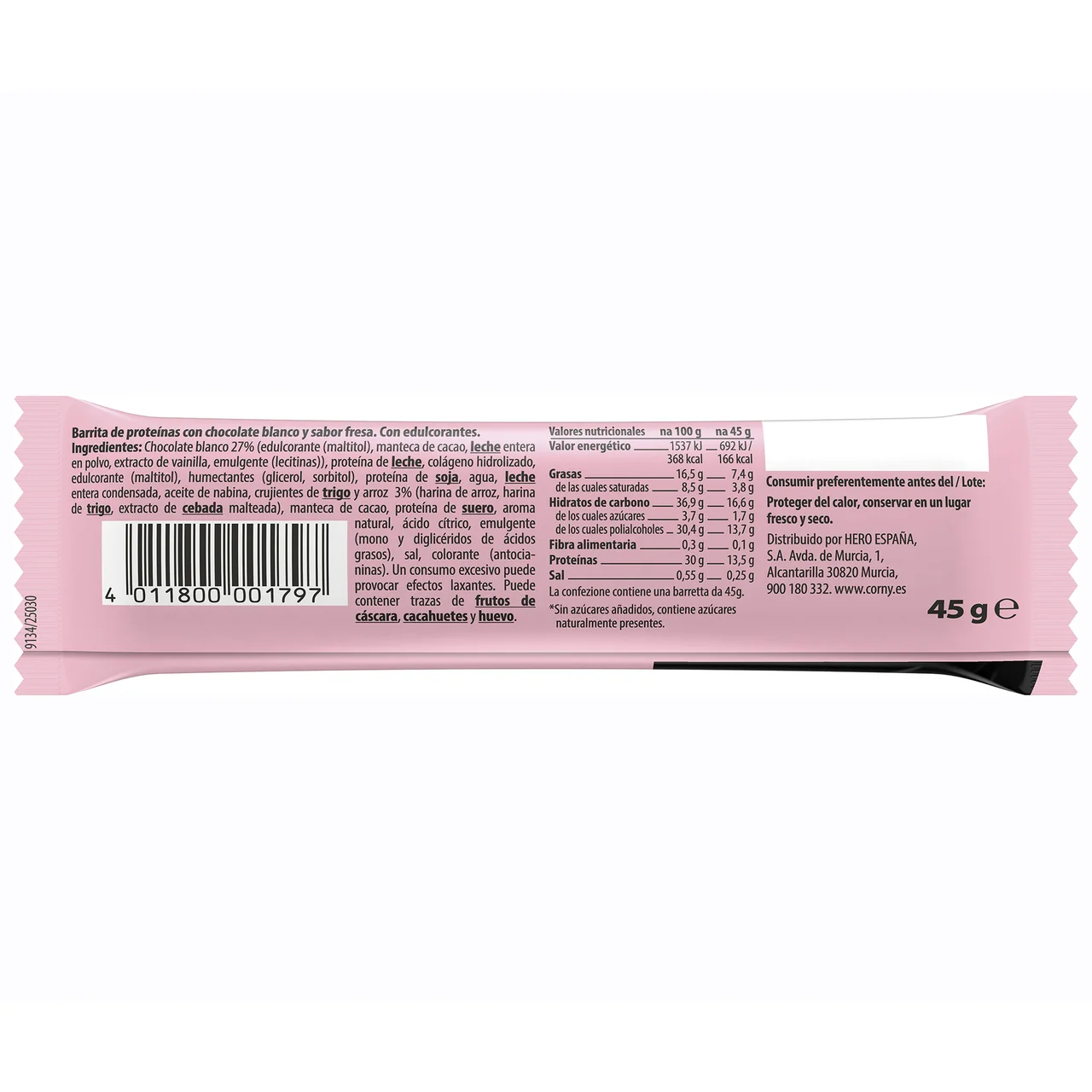 Barrita protein soft white choco brownie 45 gr.