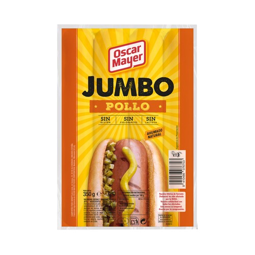 OSCAR MAYER Jumbo Salchichas cocidas y ahumadas de pollo 350 g.