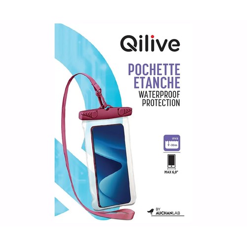 Funda impermeable universal para móvil QILIVE, color borgoña