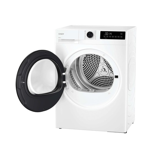Secadora por condensación con bomba de calor CANDY GD 9N2B-S, capacidad de secado: 9KG, clasificación energética: D, H: 84,5cm, A: 59,5cm, F: 61,6cm.
