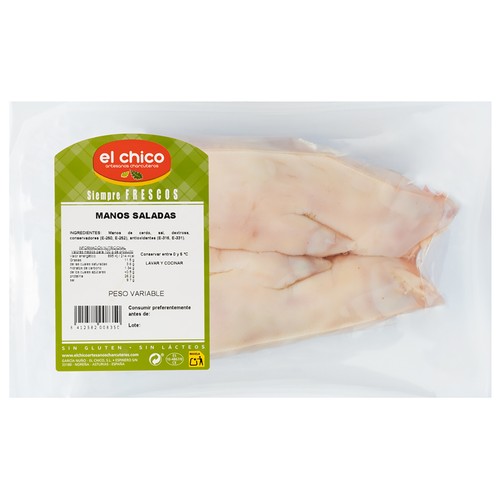 EL CHICO Manitas saladas de cerdo, sin gluten ni lacteos, envasadas al vacio