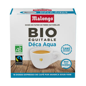 MALONGO Monodosis café descafeinado con agua ecológica, 100 % Arábica MALONGO16 uds.. X 6,5 g.