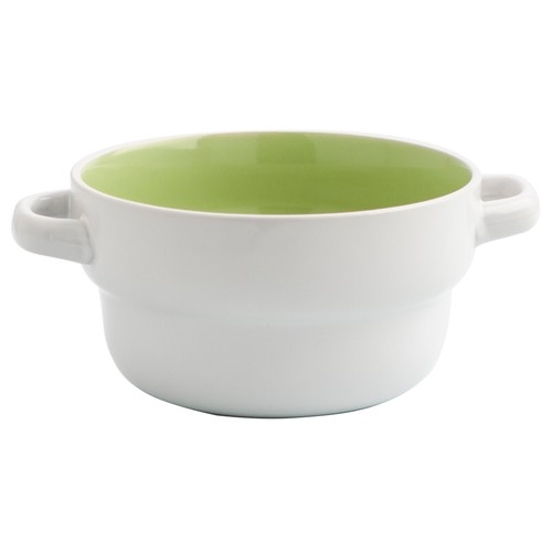 Bol de sopa de gres con capacidad de 0,5 litros de color blanco y verde, QUID