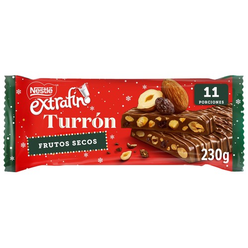 NESTLÉ Turrón de chocolate con frutos secos 230 g.